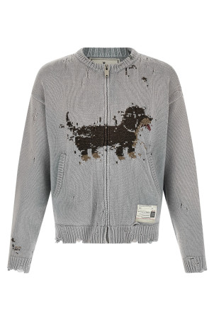 'Dog Jacquard Knit' cardigan Gray