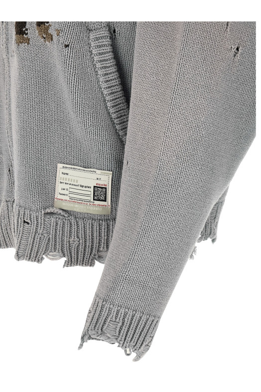 'Dog Jacquard Knit' cardigan Gray