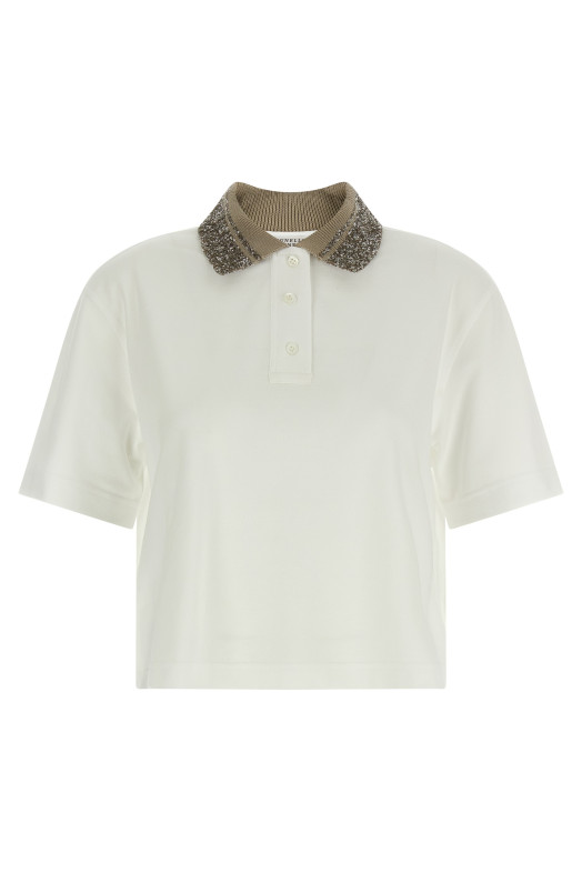 Embroidery polo shirt White