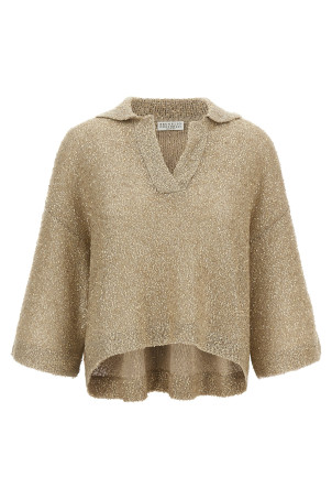 'Shearling' knit polo shirt Beige