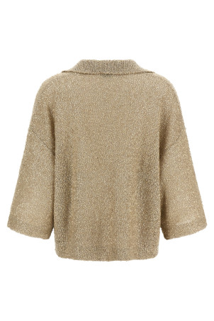 'Shearling' knit polo shirt Beige