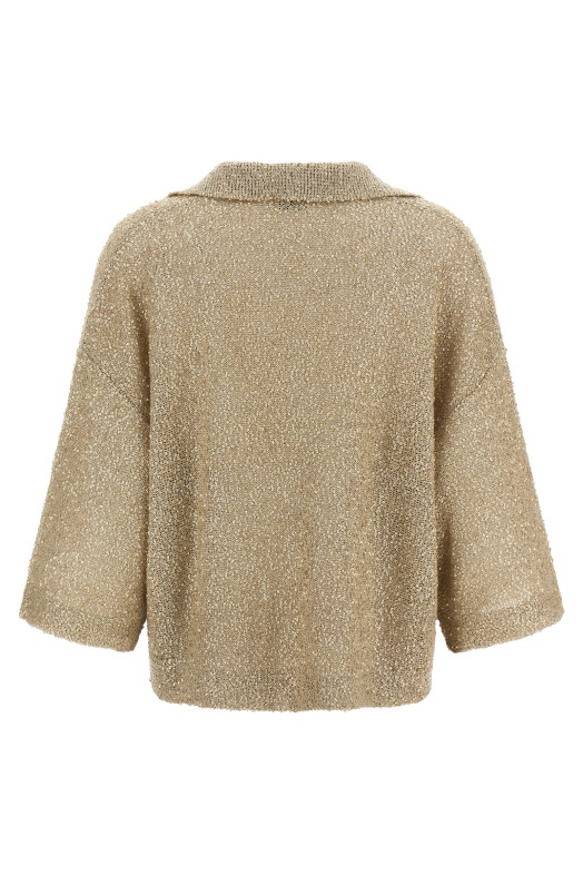 'Shearling' knit polo shirt Beige