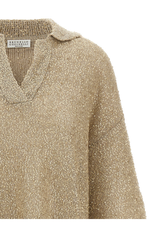 'Shearling' knit polo shirt Beige