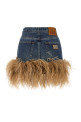 Feather denim skirt Blue