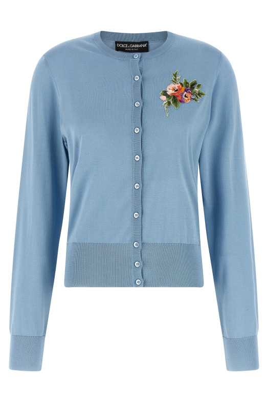 Floral embroidery cardigan BLUE