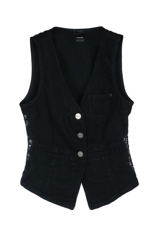 GARDENER GILET BLK BLK DENIM PINKO (106424A33V)