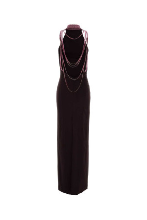Purple stretch crepe long dress THE ATTICO (260WCW00267VVE003CS)