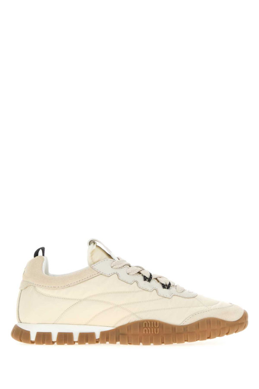 Sand Re-Nylon and suede sneakers MIU MIU (5E417EF005ZJM)