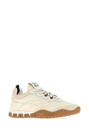 Sand Re-Nylon and suede sneakers MIU MIU (5E417EF005ZJM)
