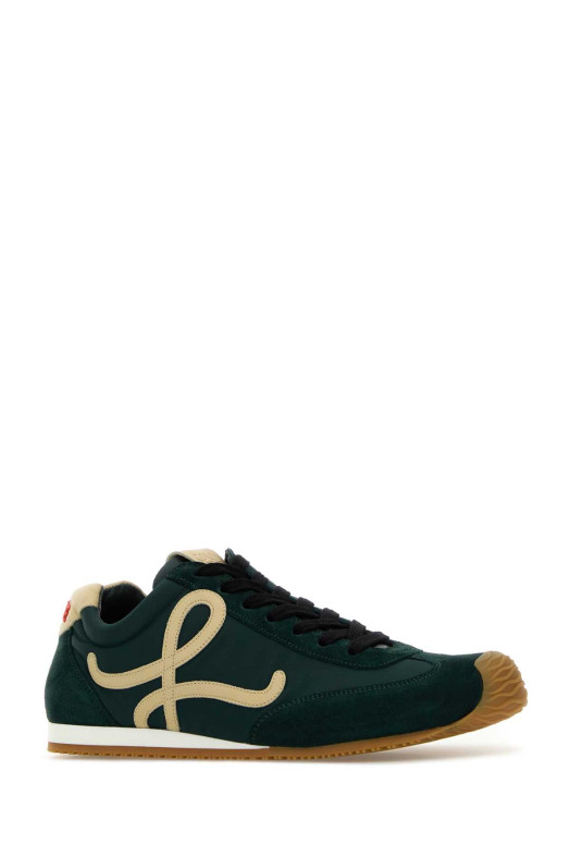 Bottle green canvas and suede Ballet Runner 2.0 sneakers LOEWE (LBR2282X36)