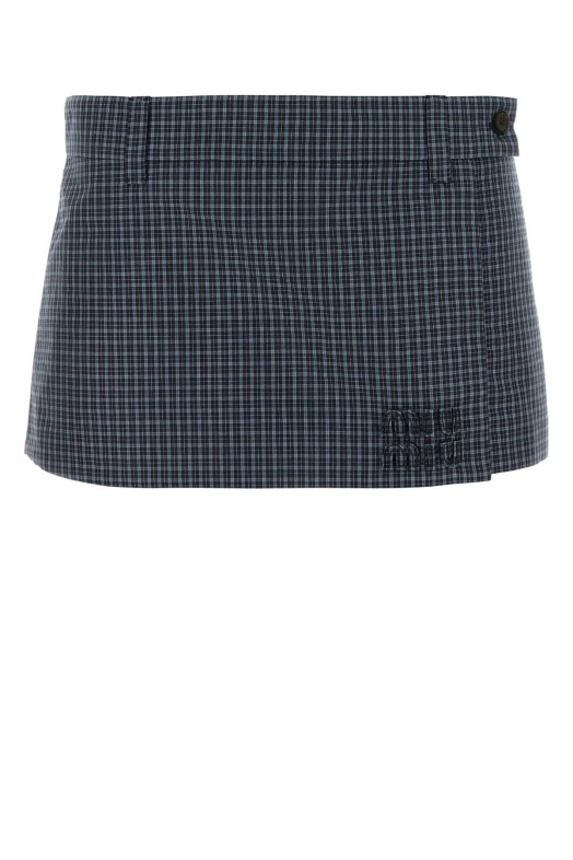 Embroidered nylon blend pant-skirt Blue MIU MIU (MG2647SOOO19CW)