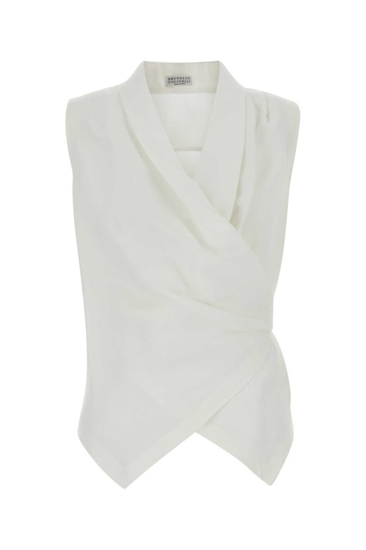 White viscose blend vest BRUNELLO CUCINELLI (MH126EG906)