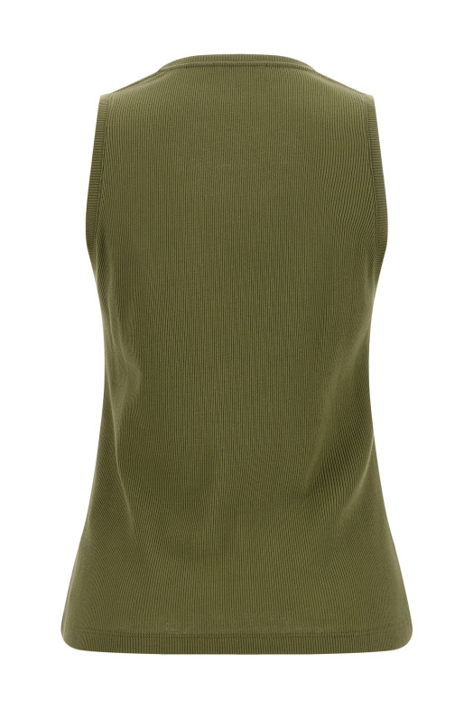 Logo embroidery tank top Green