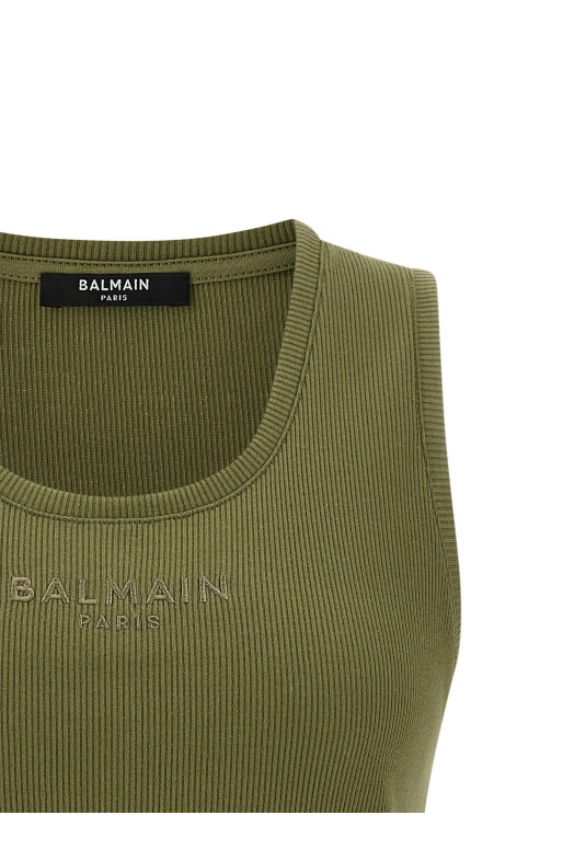 Logo embroidery tank top Green