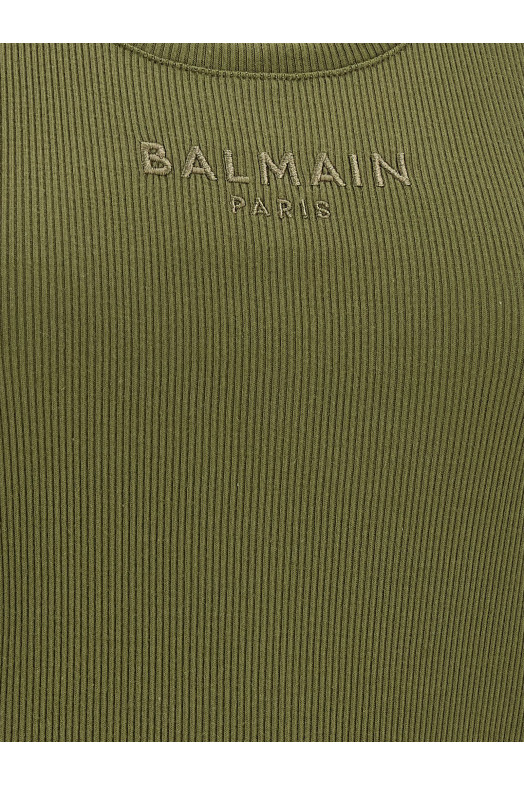 Logo embroidery tank top Green