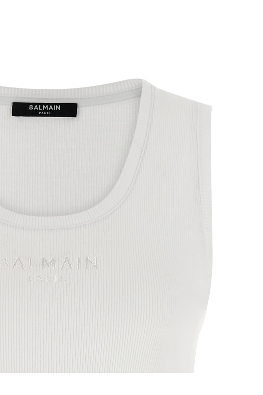 Logo embroidery tank top White