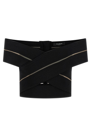 Off-the-shoulder crop top Black