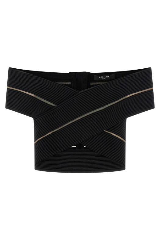 Off-the-shoulder crop top Black