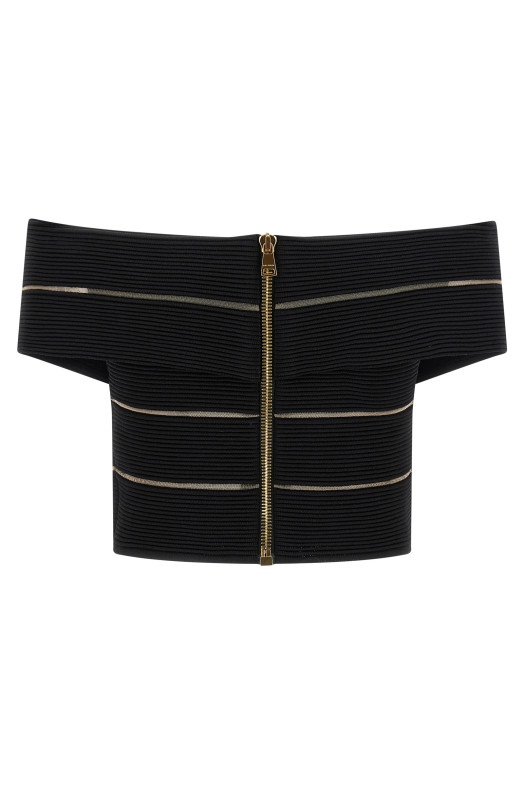 Off-the-shoulder crop top Black