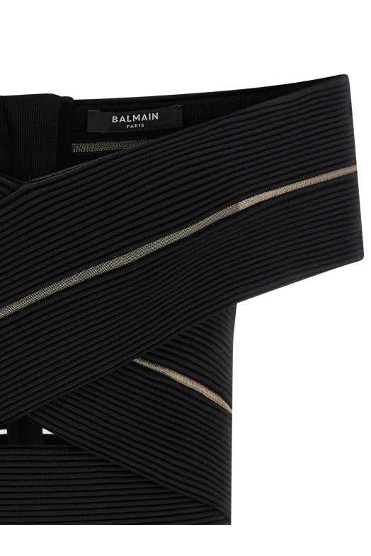 Off-the-shoulder crop top Black