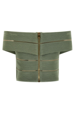 Off-the-shoulder crop top Green