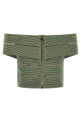 Короткий топ с открытыми плечами, зеленый BALMAIN GF0AB580KJ757EU