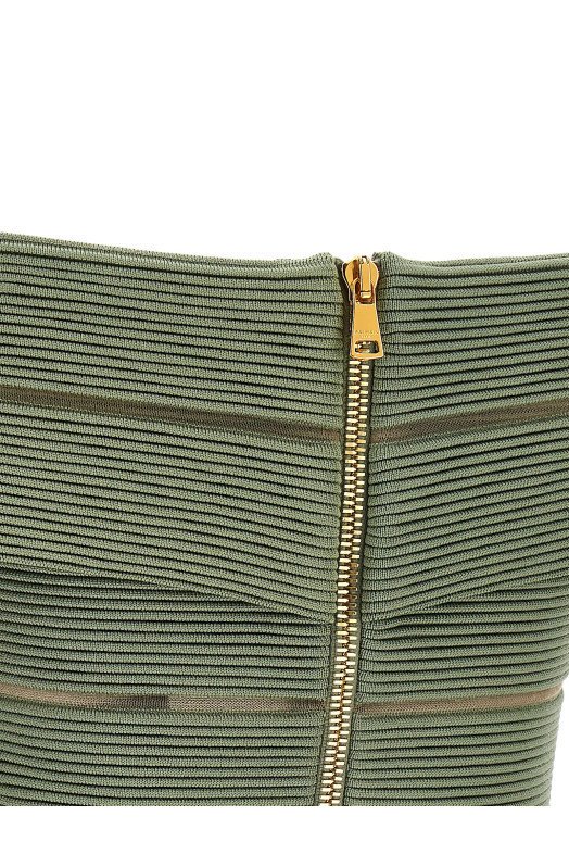 Короткий топ с открытыми плечами, зеленый BALMAIN GF0AB580KJ757EU