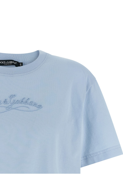 Chain embroidery t-shirt BLUE