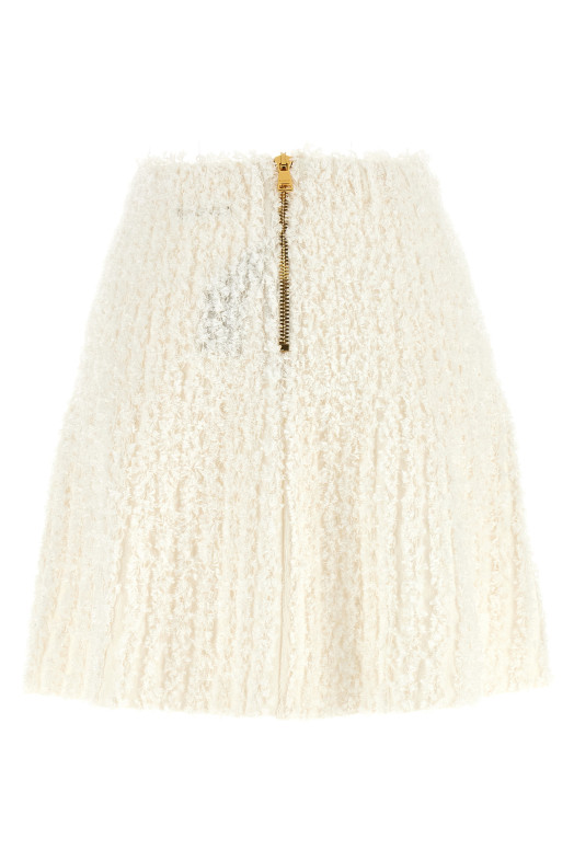 Plumetis tweed skirt White