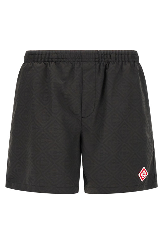 Jacquard logo swimsuit Black