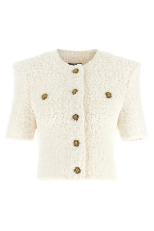 Cardigan tweed plumetis White
