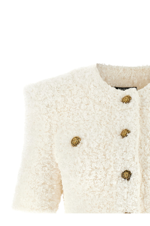 Cardigan tweed plumetis White