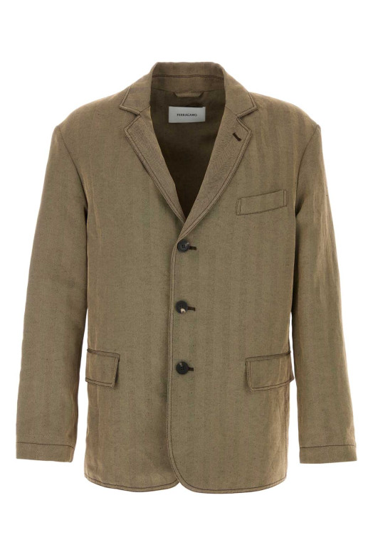 Embroidered linen blend blazer SALVATORE FERRAGAMO (145443793134)