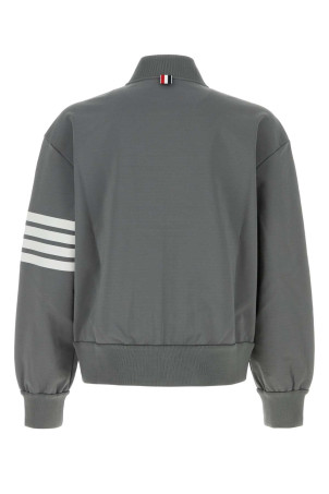 Grey stretch viscose blend bomber jacket THOM BROWNE (MJT569AJ0242)