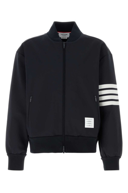 Midnight blue stretch viscose blend bomber jacket Black THOM BROWNE (MJT569AJ0242)