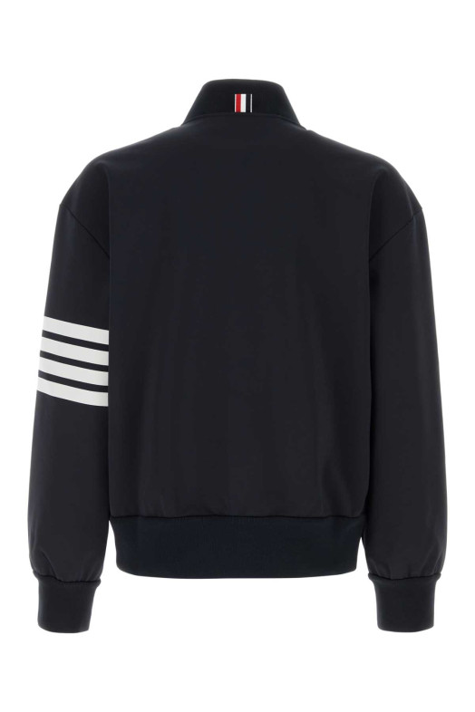 Midnight blue stretch viscose blend bomber jacket Black THOM BROWNE (MJT569AJ0242)