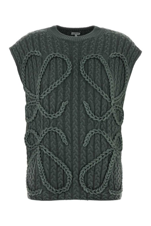 Khaki stretch wool oversize vest LOEWE (S359Y14KJI)