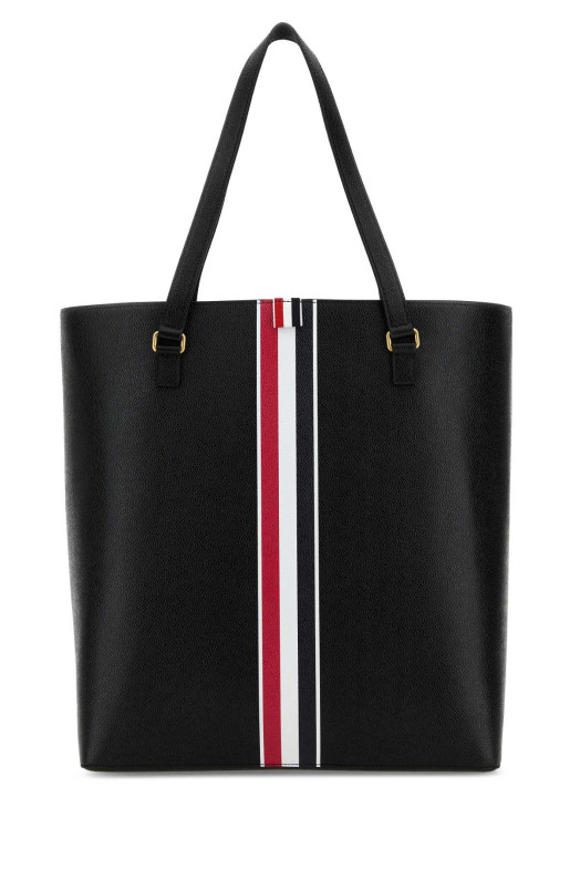 Black leather shopping bag THOM BROWNE (UAG250A00198)