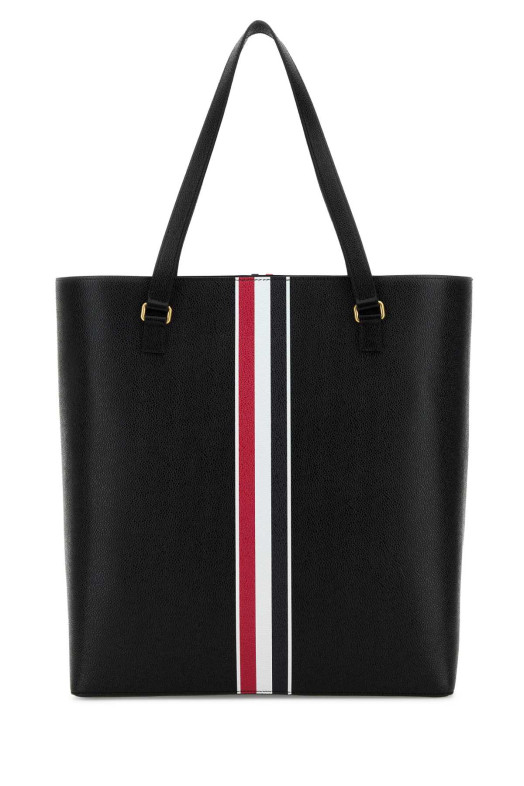 Black leather shopping bag THOM BROWNE (UAG250A00198)