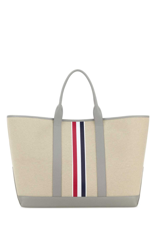 Sand canvas medium shopping bag Gray THOM BROWNE (UAG261AF0492)