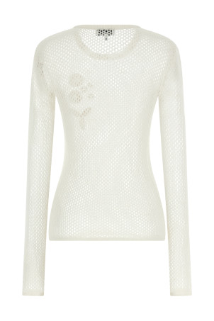 Pointelle cotton sweater White