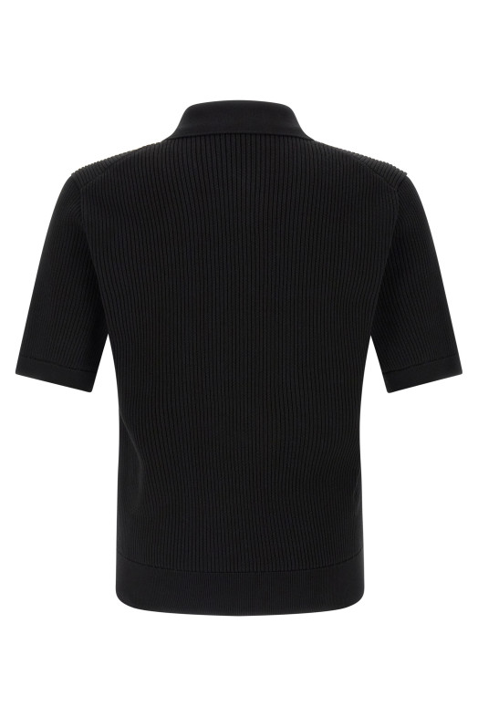 Micro-ribbed polo shirt  Black