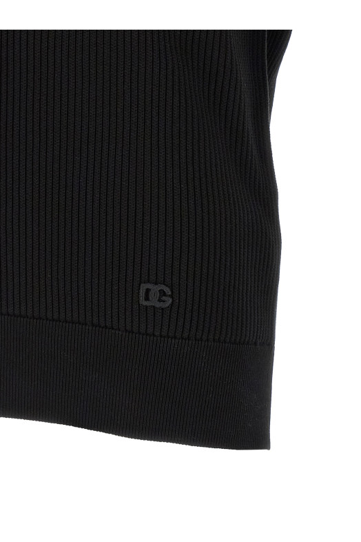 Micro-ribbed polo shirt  Black