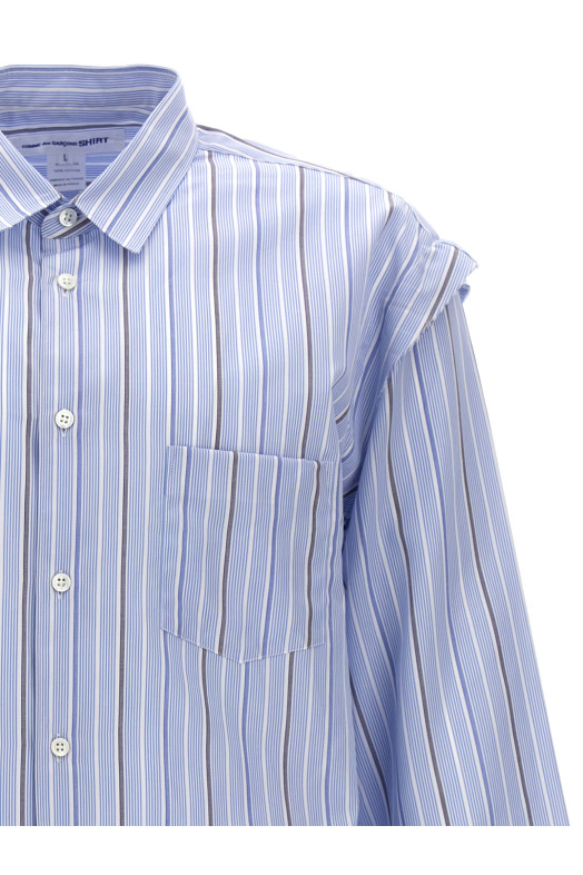 Unfinished striped shirt BLUE