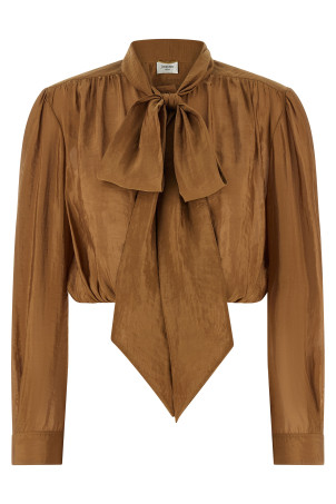 Lavallière neck blouse Brown