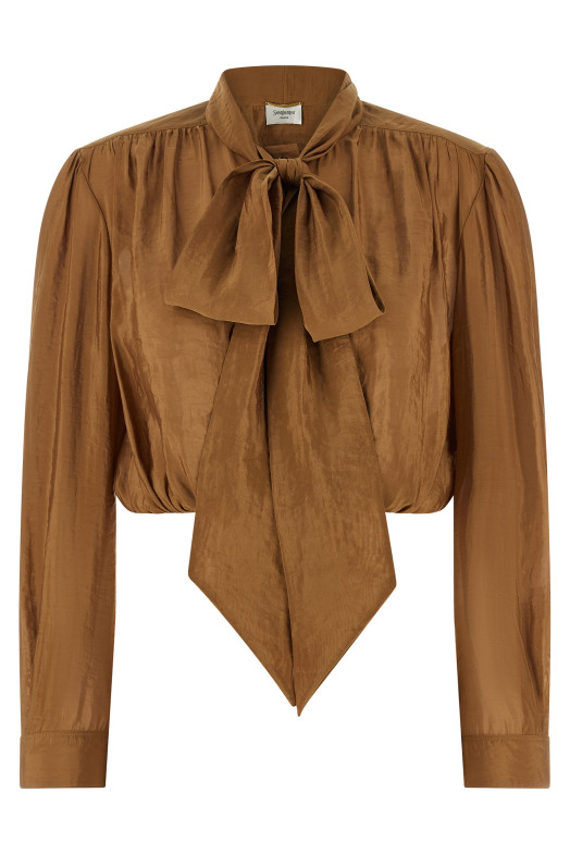 Lavallière neck blouse Brown