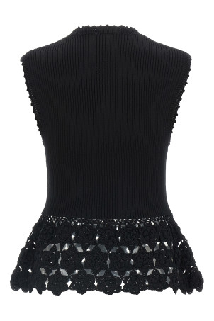 'Cotton Crochet' vest Black