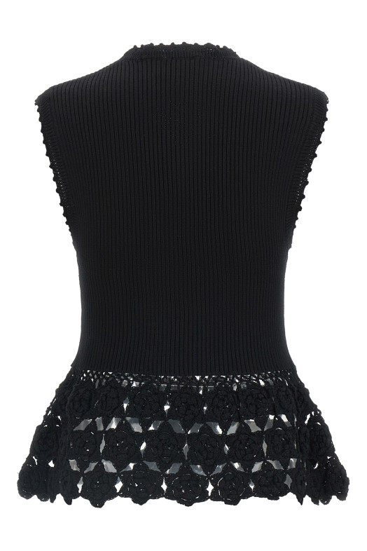 'Cotton Crochet' vest Black