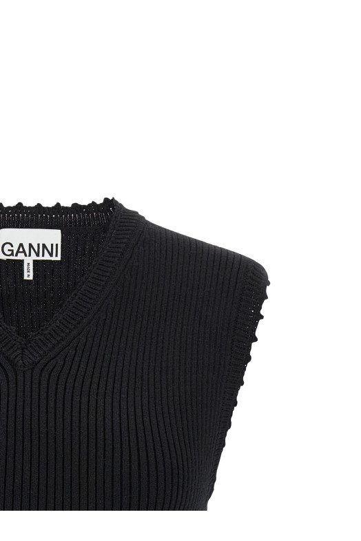 'Cotton Crochet' vest Black