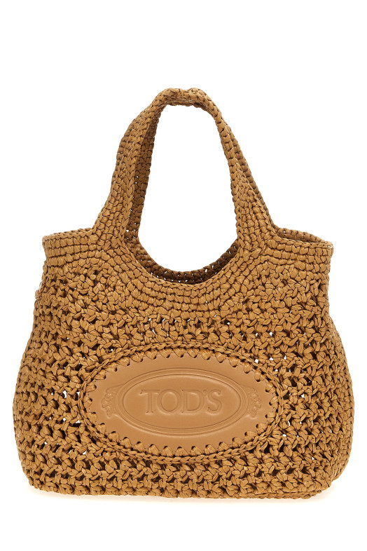 Small raffia shopping bag Beige